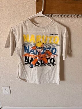 Naruto Graphic Short-Sleeve Tee in White with Orange Accents